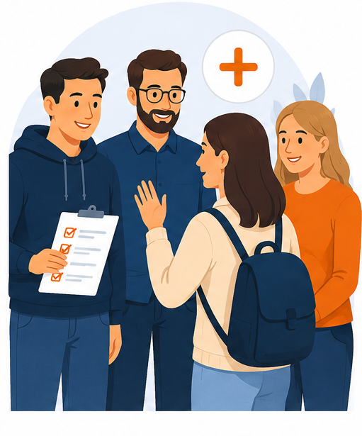 Illustration av komplettering av gruppanmälan